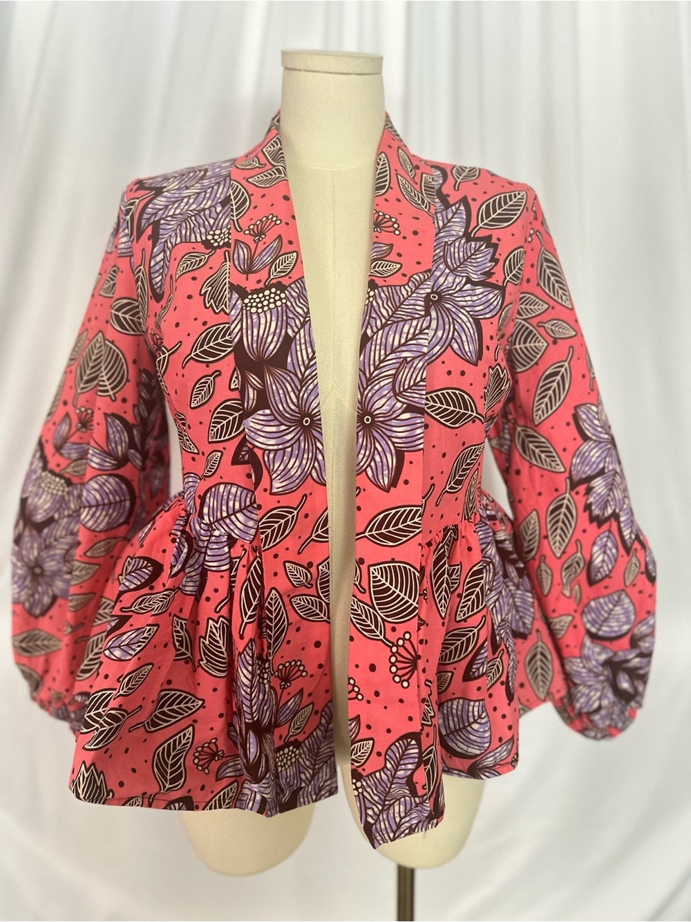 Flair by Irony of Ashi Floral Peplum Jacket Blazer – Size Large (1358)
